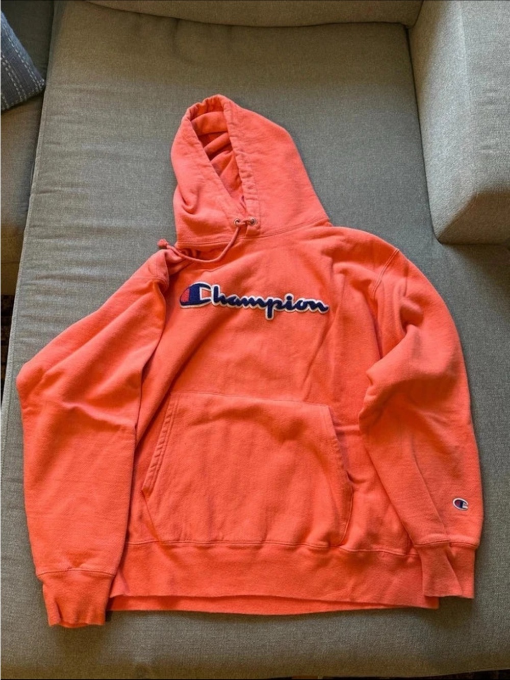 Champion Bright Coral/Orange Reverse Weave Hoodie